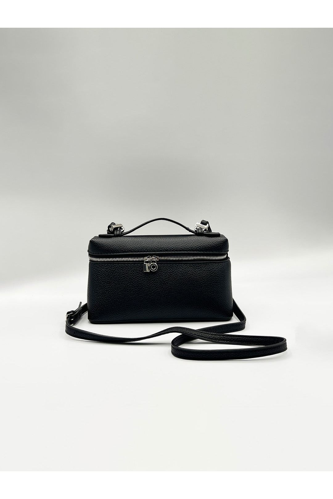 Faux Leather Crossbody Satchel In Black HB360402