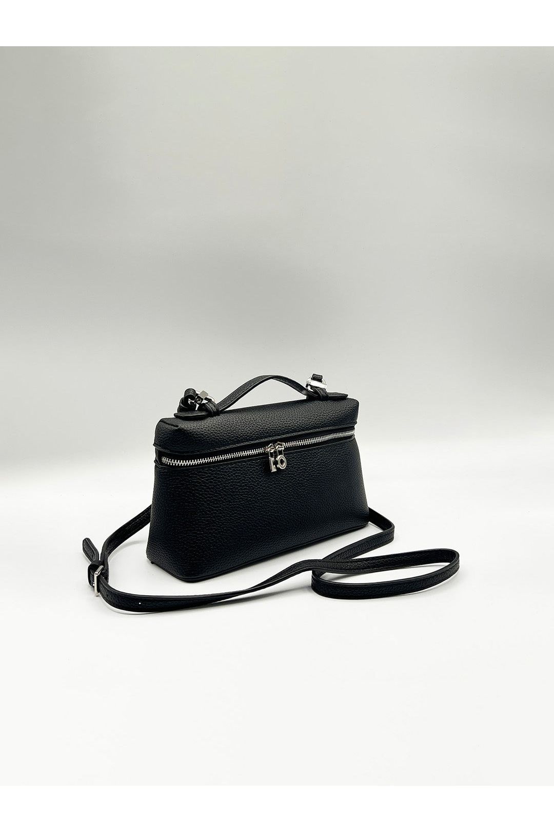 Faux Leather Crossbody Satchel In Black HB360402