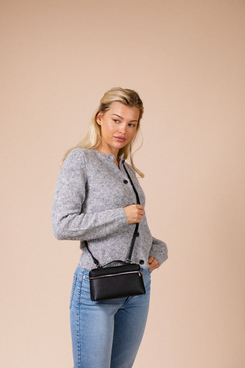 Faux Leather Crossbody Satchel In Black by SVNX