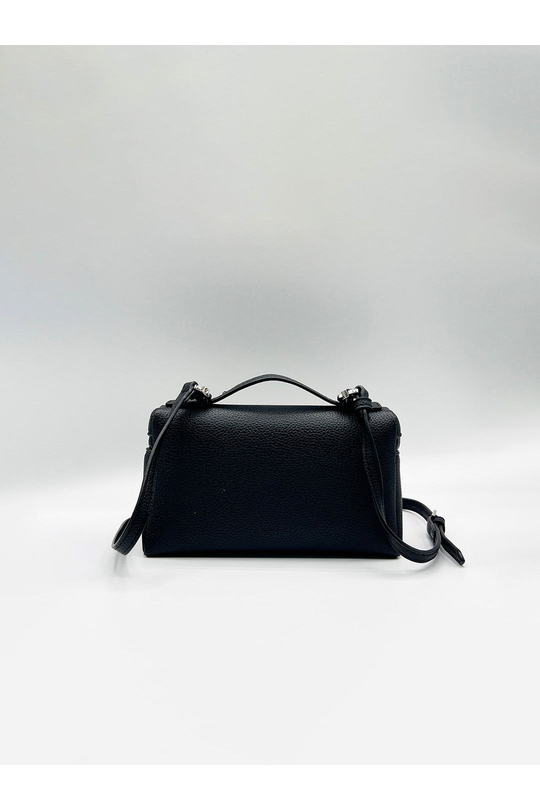 Faux Leather Crossbody Satchel In Black HB360402
