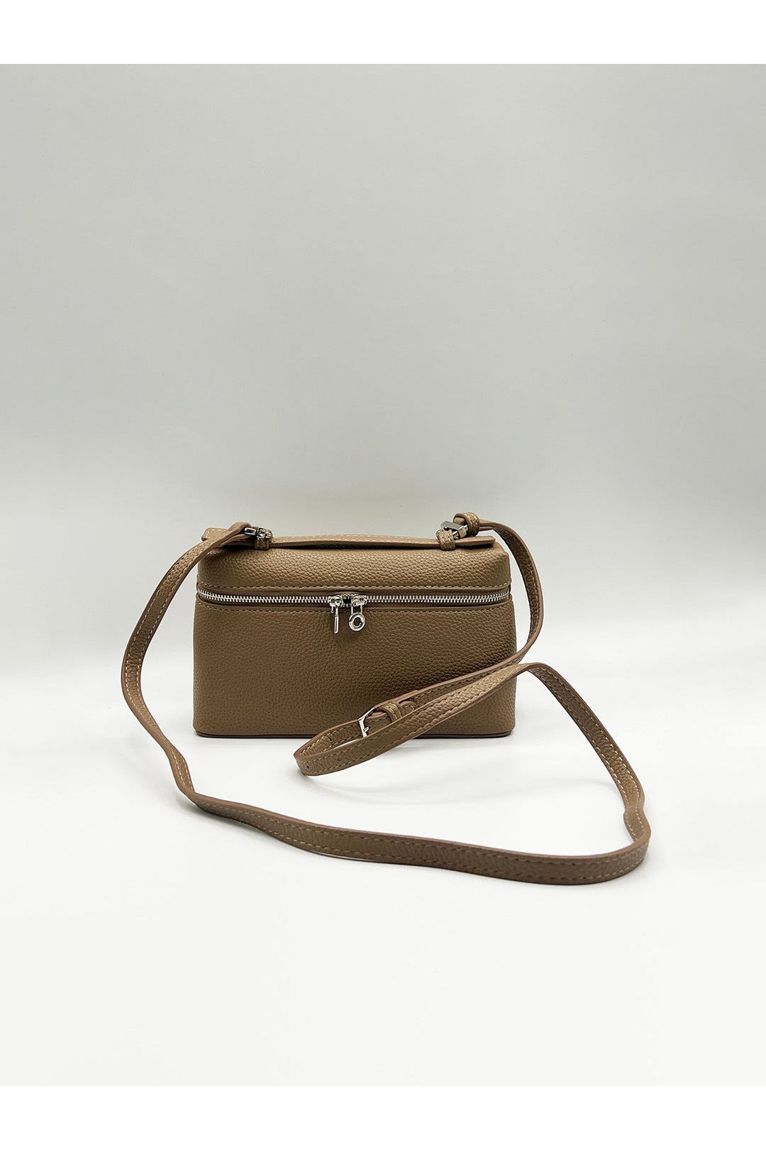 Faux Leather Crossbody Satchel In Beige HB360428