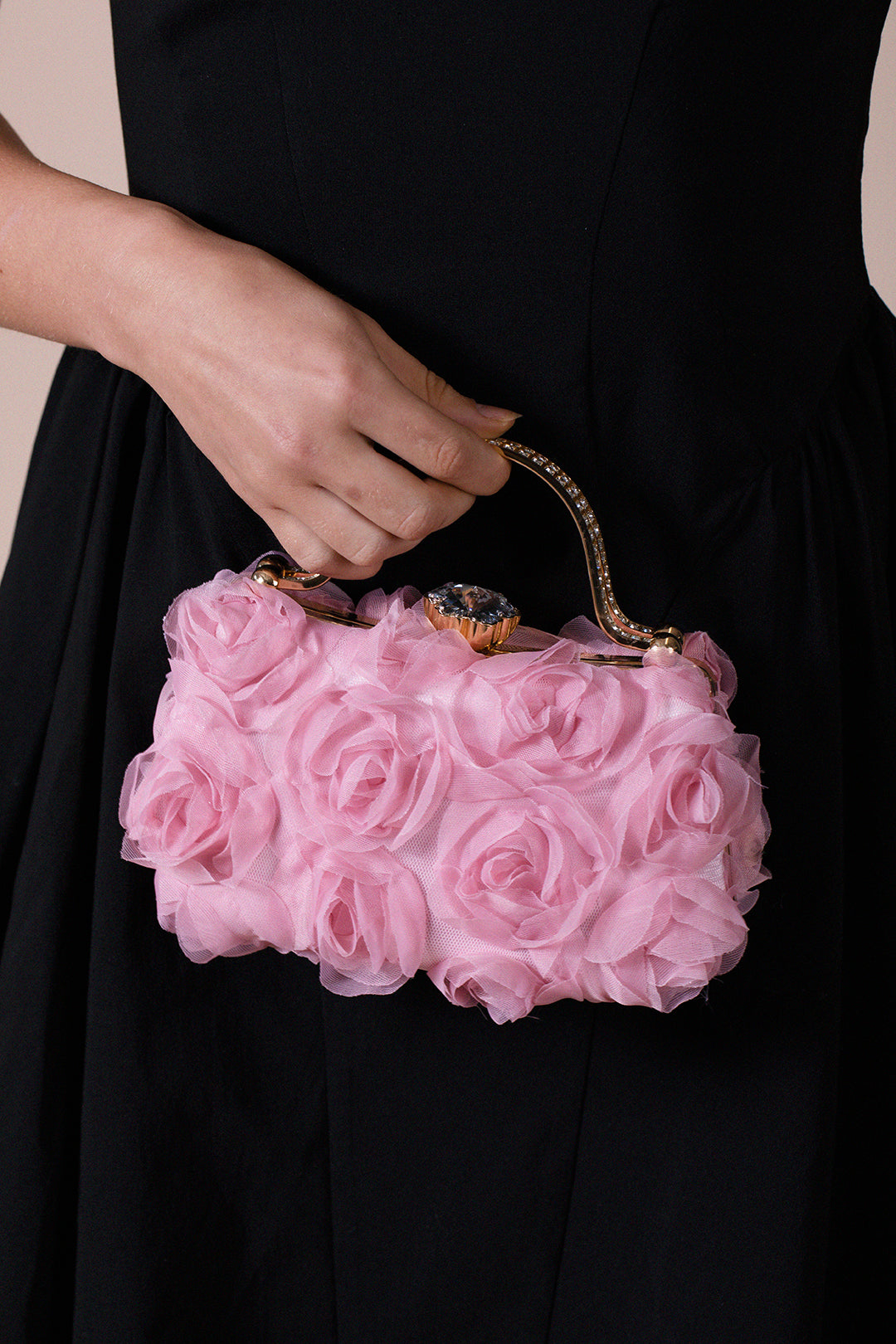 3D Rose Clutch In Pink HB361009