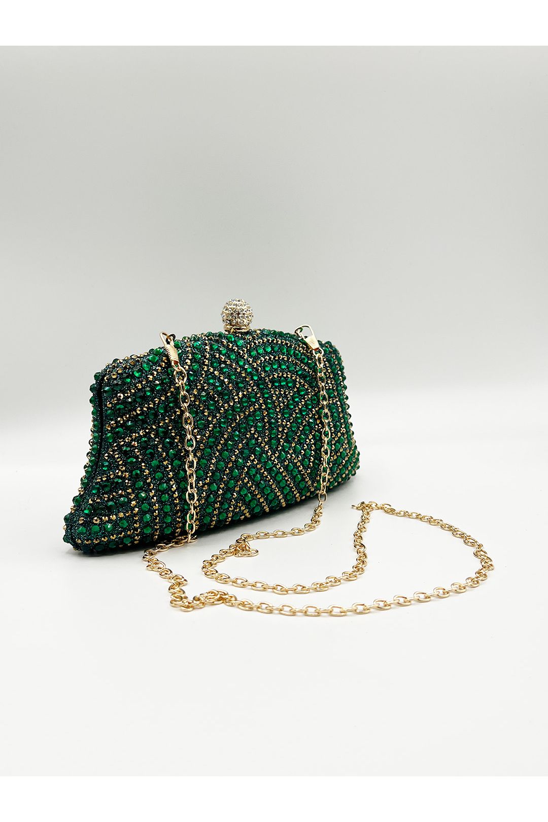 Embellished Clutch Bag In Green HB361617