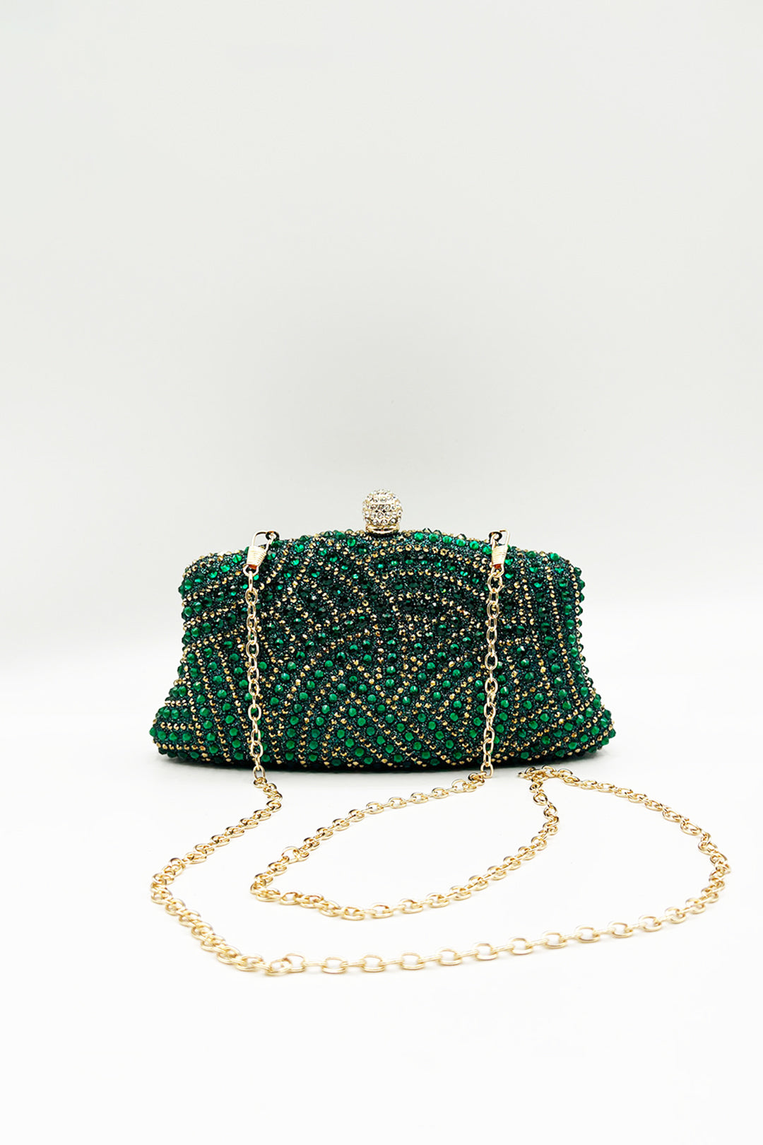 Embellished Clutch Bag In Green HB361617