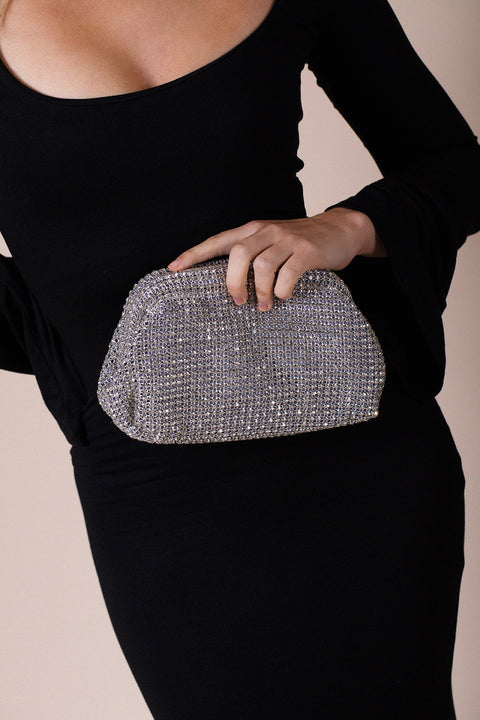 Crystal Pouch Clutch Bag In Silver by SVNX