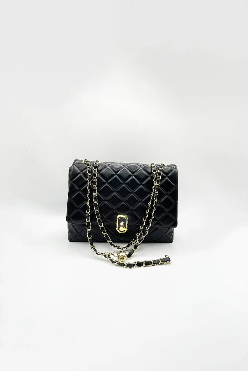 Luxury Quilted Shoulder Handbag With Chain Strap In Black HB364502