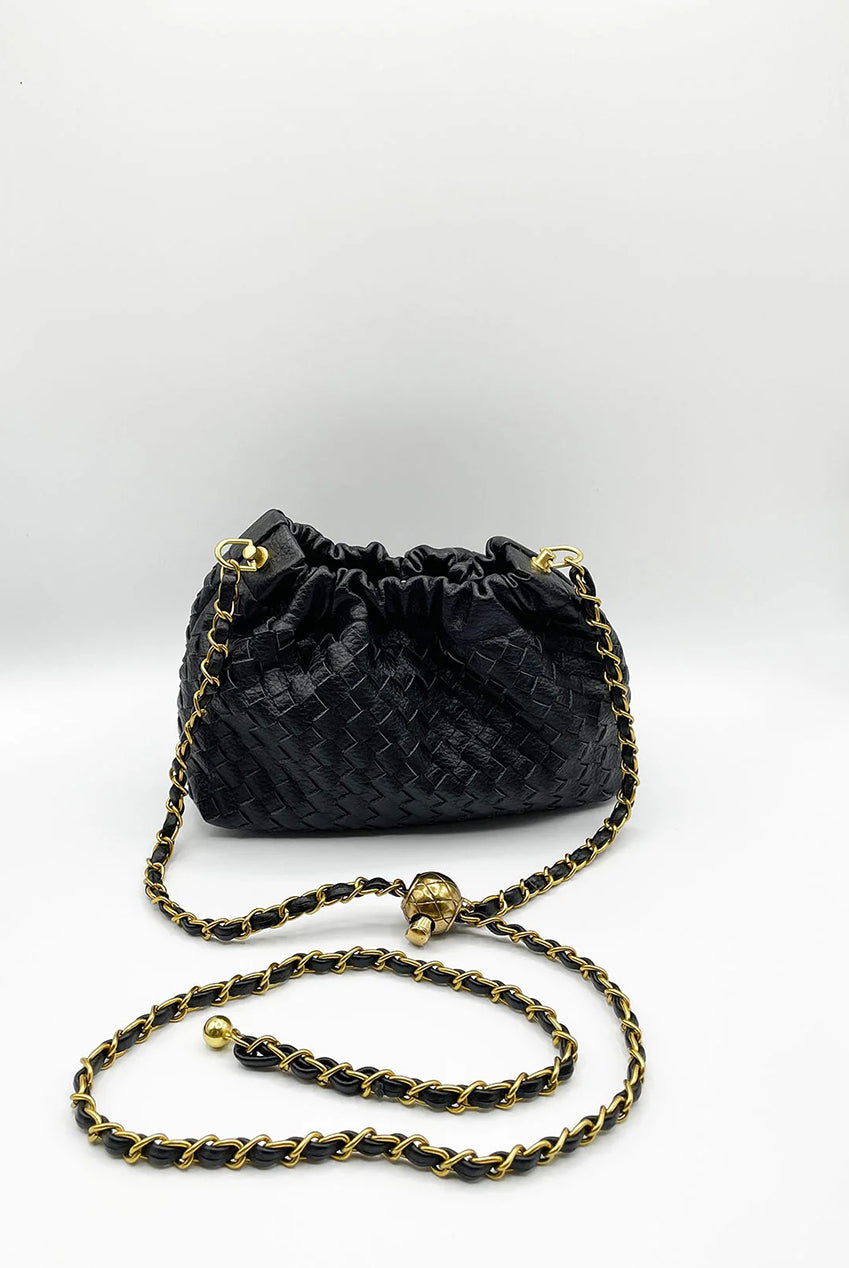 Woven Crossbody Handbag In Black HB364602