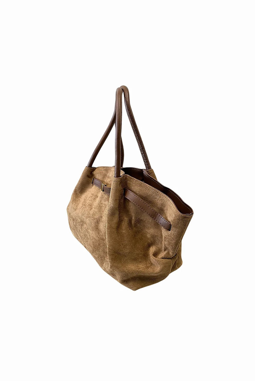 Vintage Soft Faux Suede Shoulder Bag In Brown HB365006