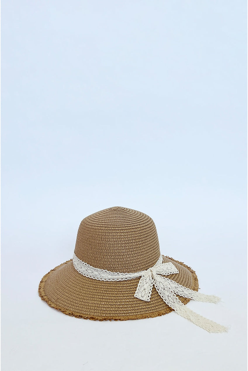 Lace Ribbon Straw Sun Hat HW320328