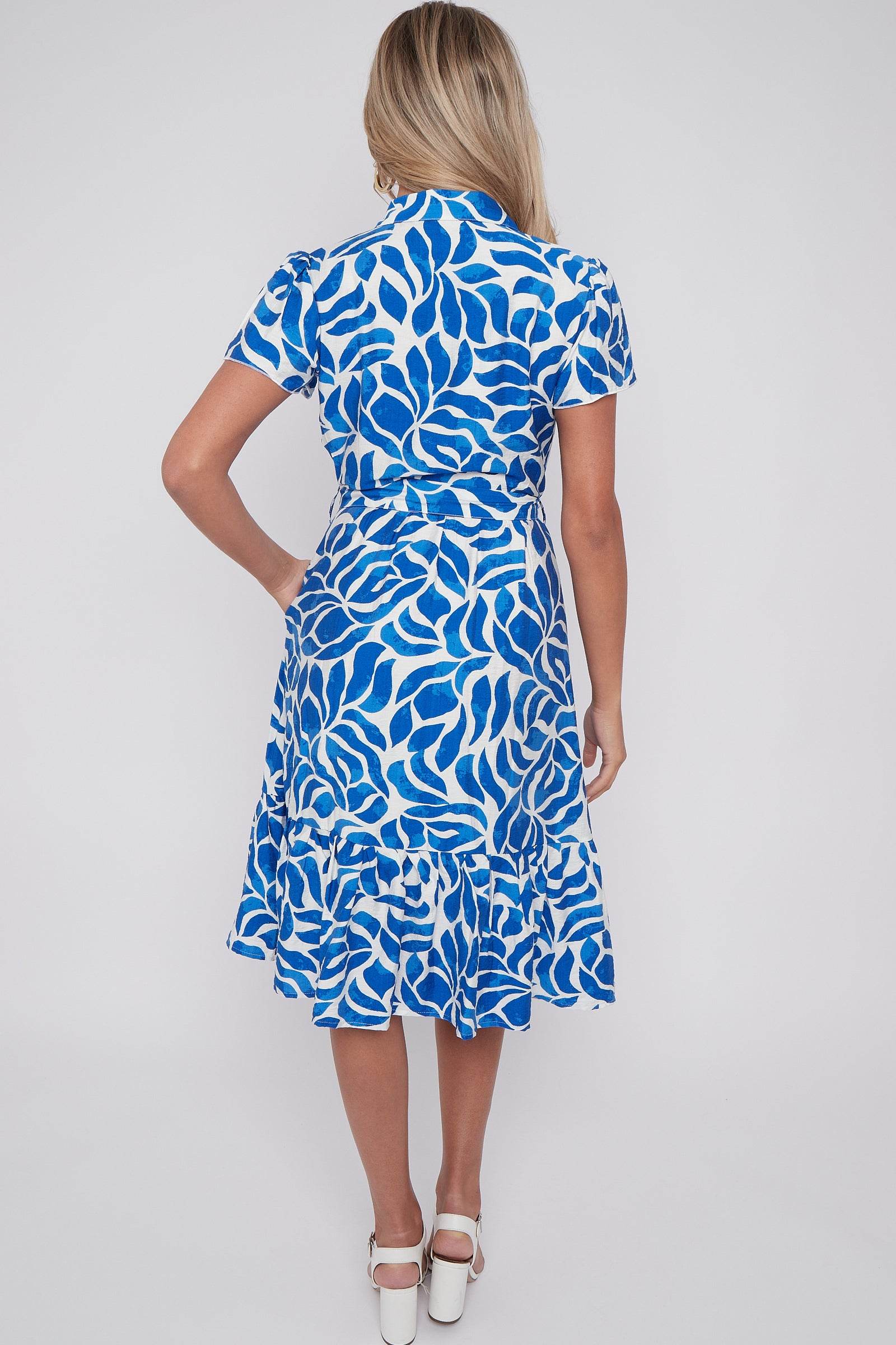 Cobalt Printed Short Sleeve Midi Dress LS-2413-TR1