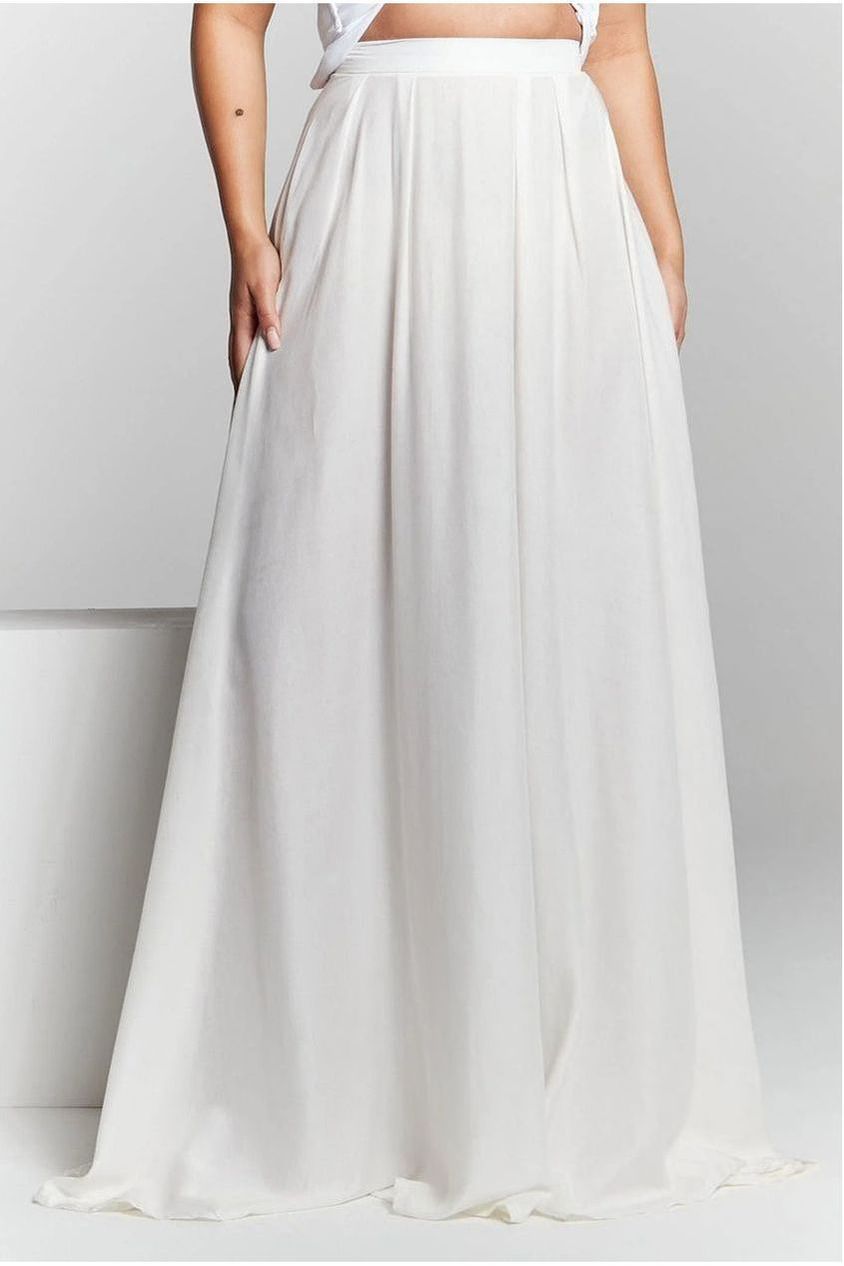Ivory Pleated Maxi Skirt INF20224