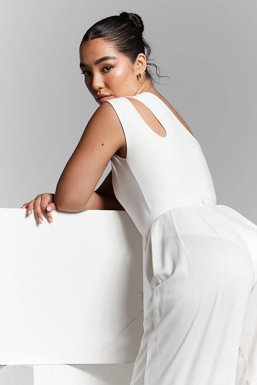 Ivory Pleated Wide Leg Trouser INF20235