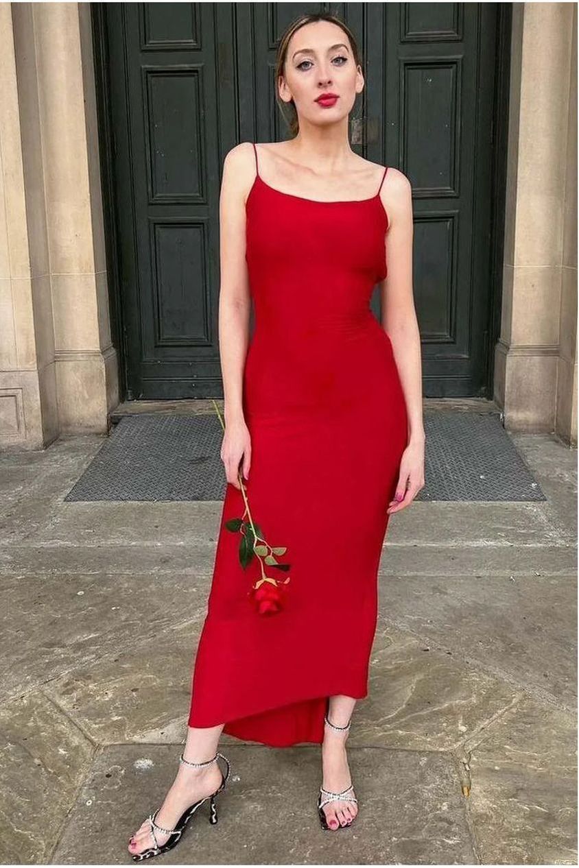 Kaylee Red Ruched Back Bodycon Dress INF20254