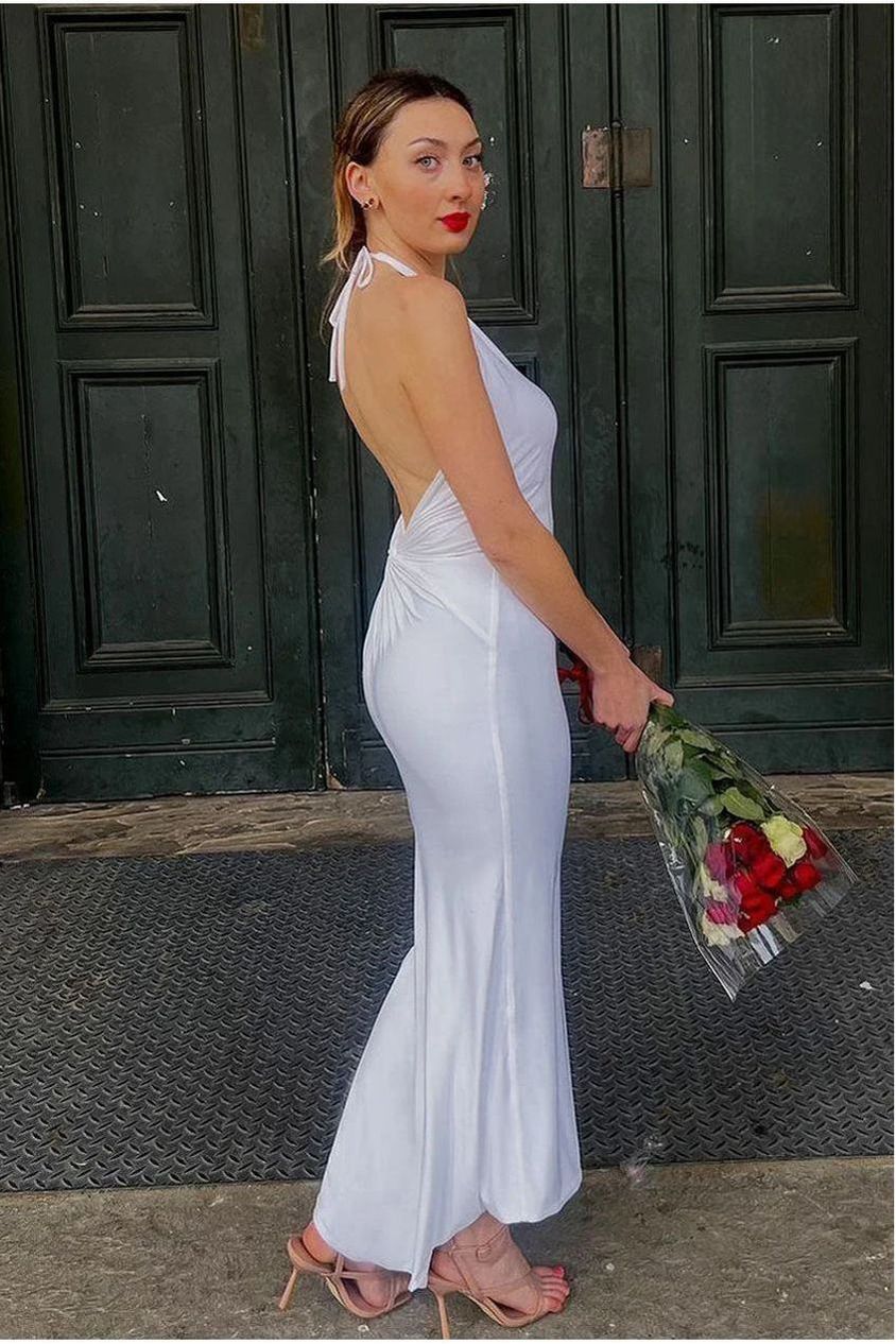 Kim Ivory Knot Back Bodycon Dress INF20255