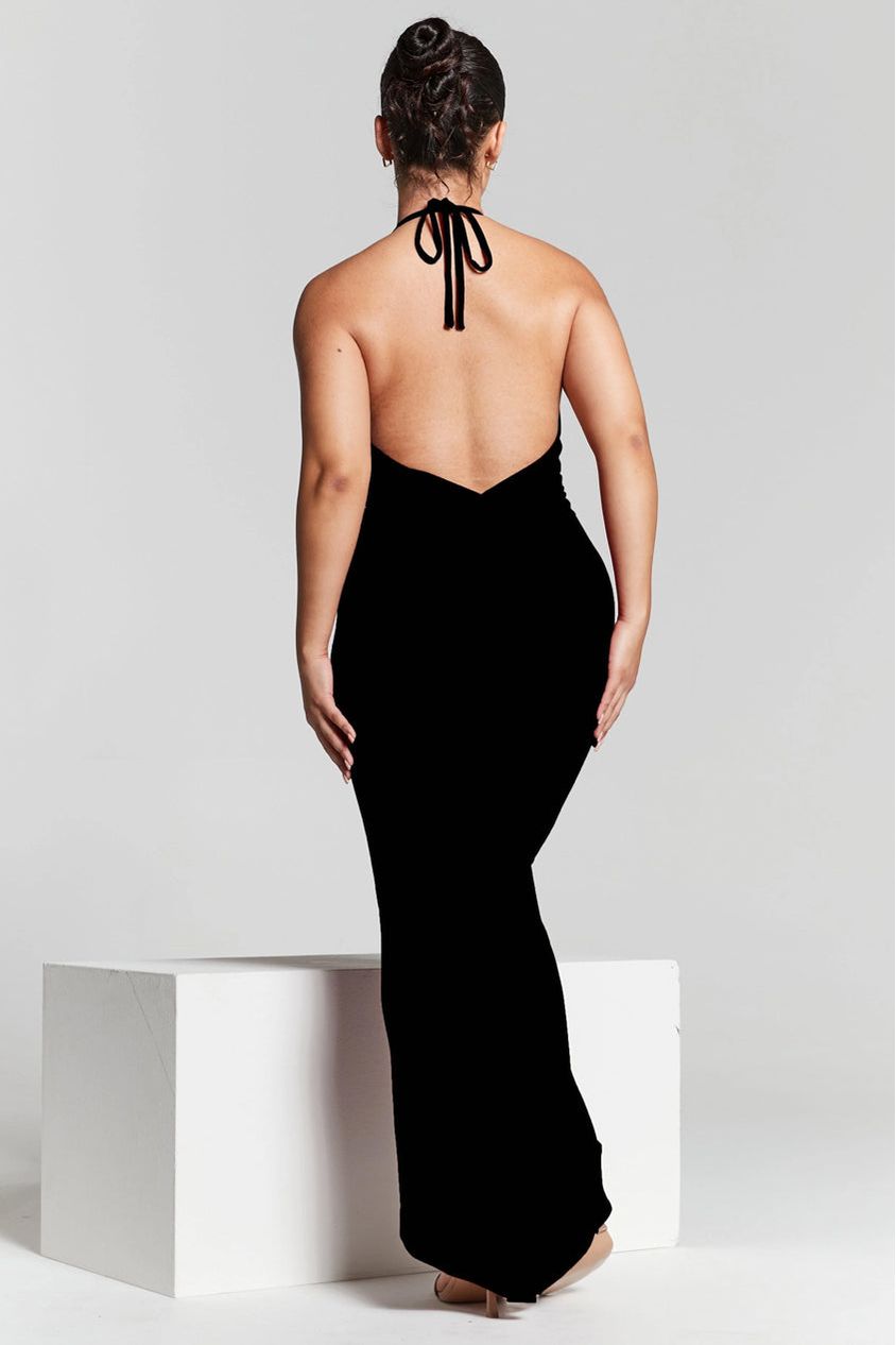 Kim Black Knot Back Bodycon Dress INF20255A