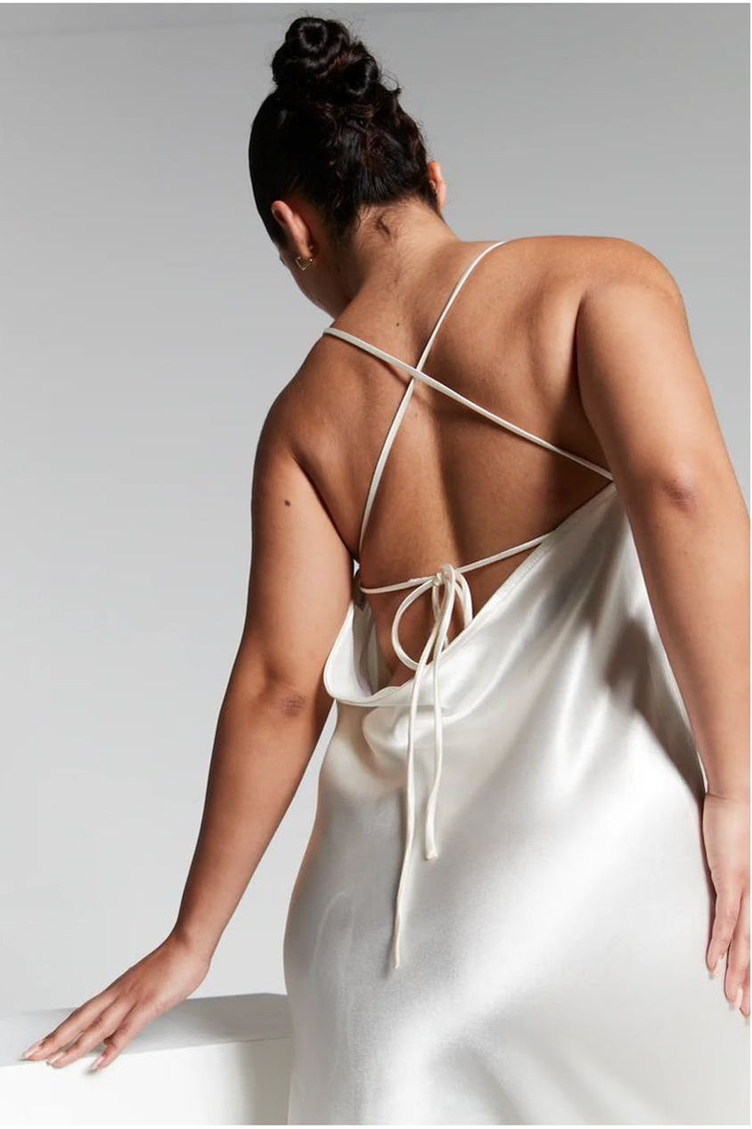 Ivory Cowl Back Midi Slip Dress INF20256