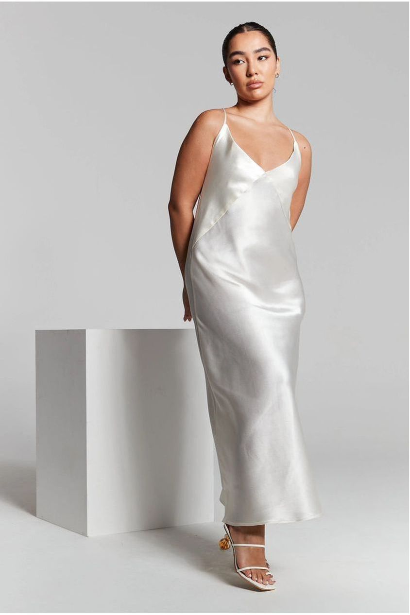 Ivory Cowl Back Midi Slip Dress INF20256