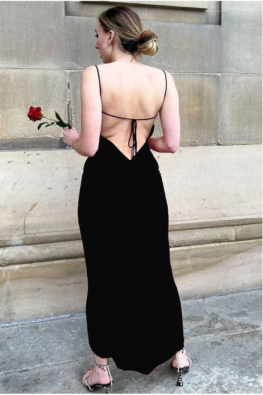 Kaylee Black Ruched Back Bodycon Dress INF20271