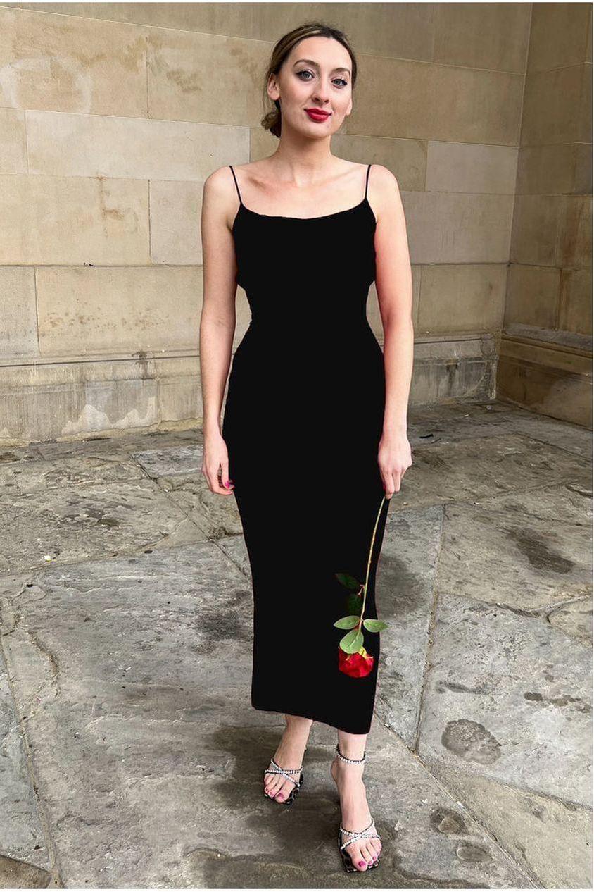 Kaylee Black Ruched Back Bodycon Dress INF20271