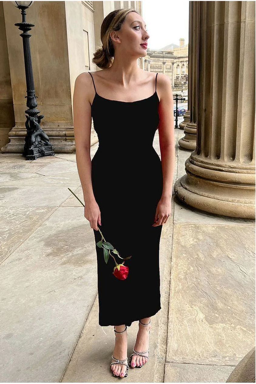 Kaylee Black Ruched Back Bodycon Dress INF20271