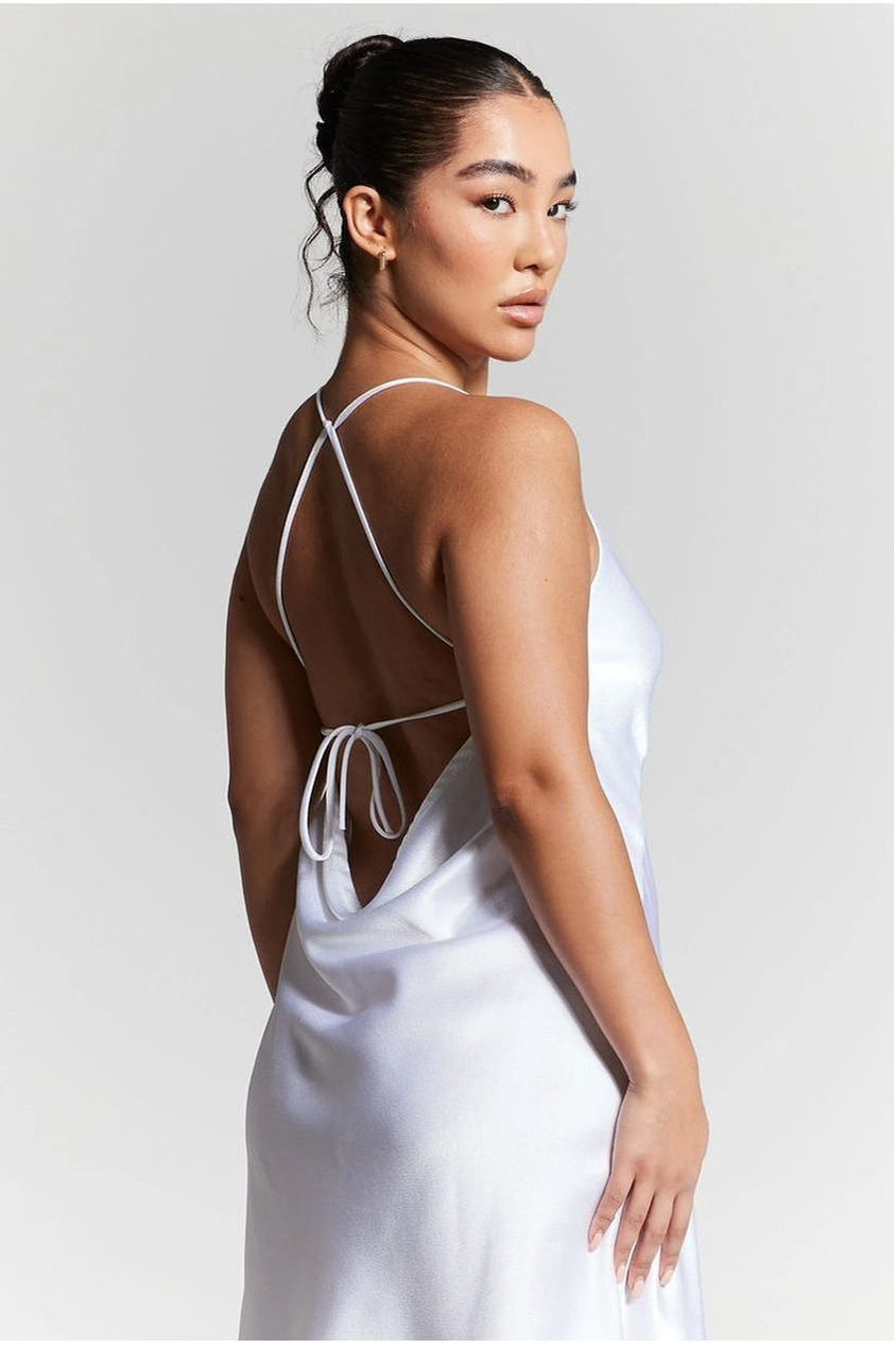 White Cowl Back Mini Slip Dress INF20279