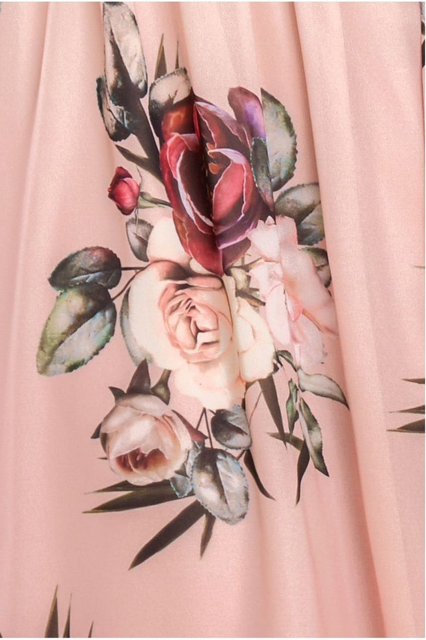 Sustainable Floral Print Midi Wrap Dress With Flutter Sleeves - Peach DR1641BBS