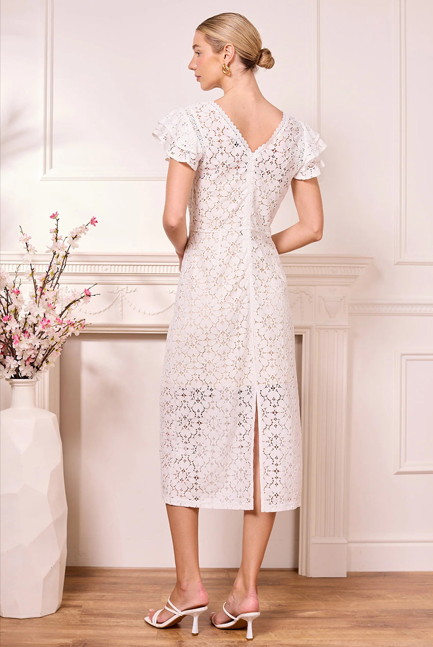 White Lace Midi Dress J040229
