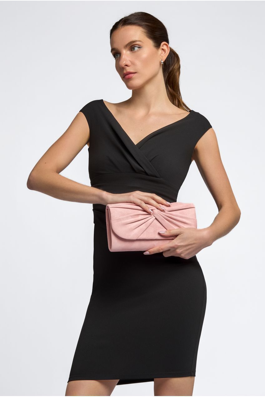 Pink Suede Clutch Bag With Knot Detail ALJ2724