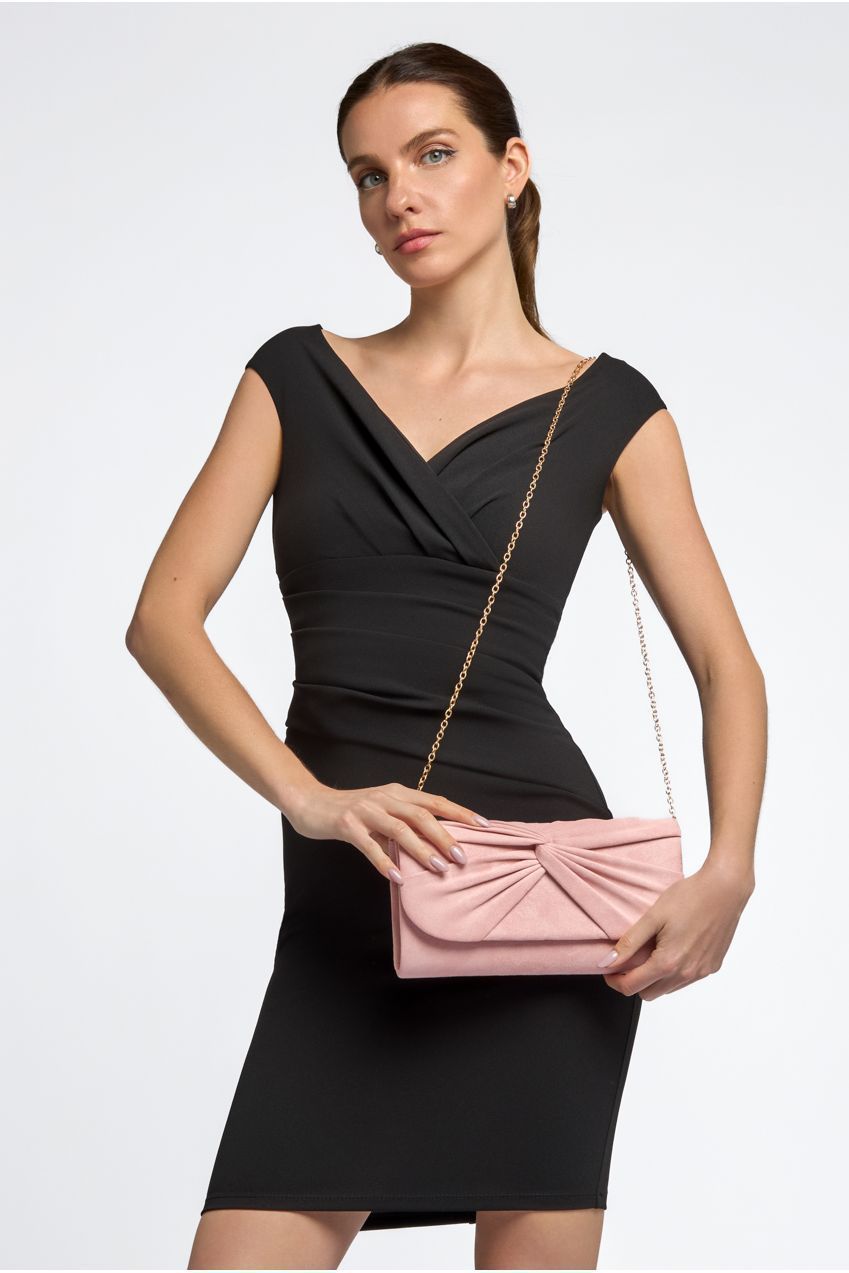 Pink Suede Clutch Bag With Knot Detail ALJ2724