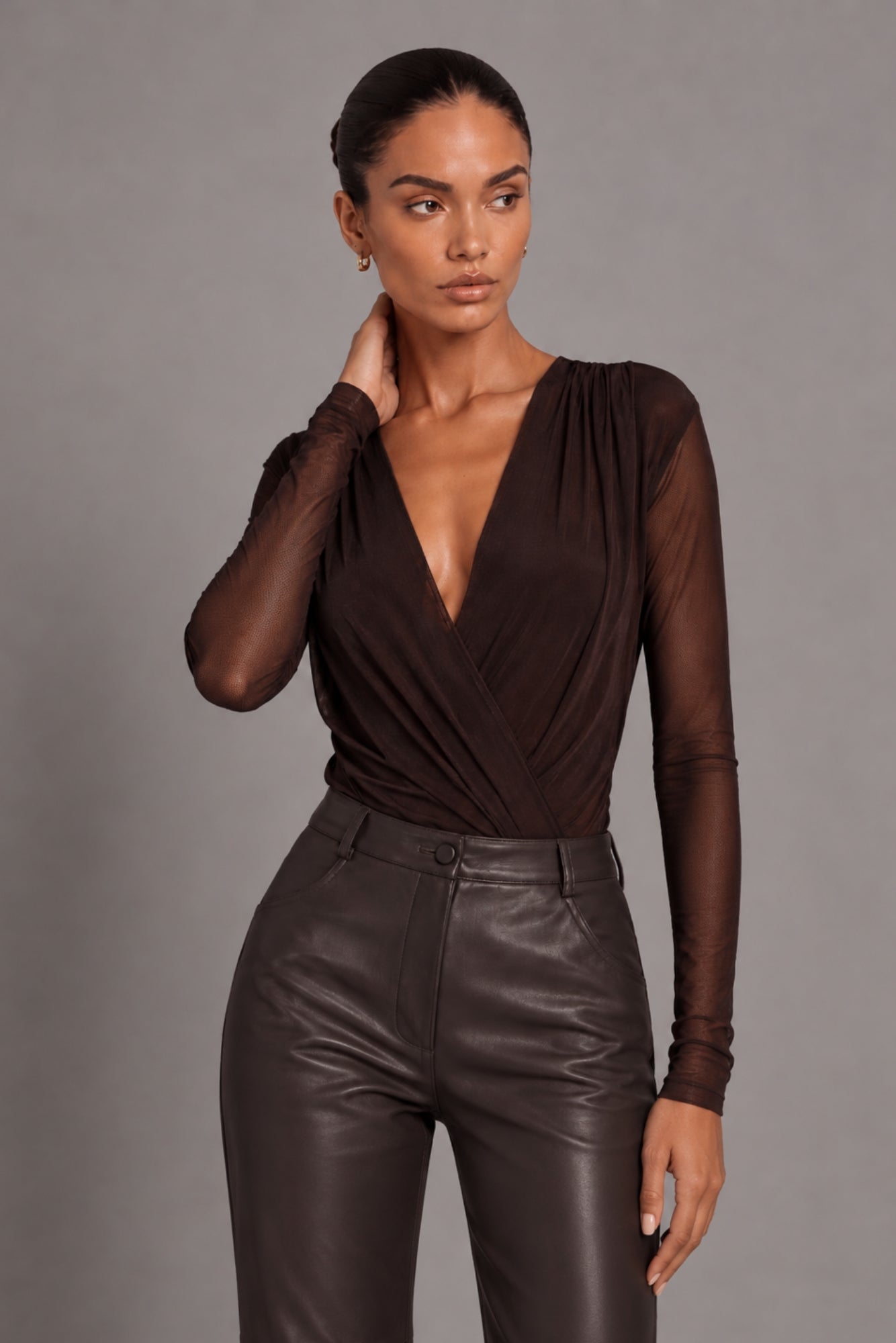 Jayla Brown Mesh Bodysuit JAYLA-BROWN
