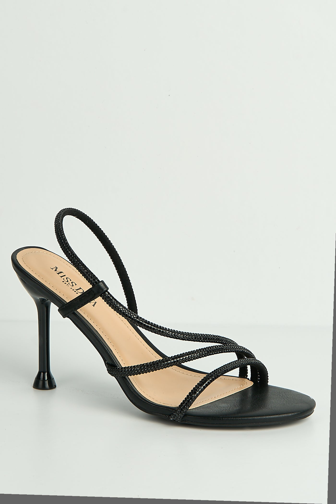 Cady 3 Diamante Band Stiletto Heeled Sandals In Black LIQUORICE2-BLK