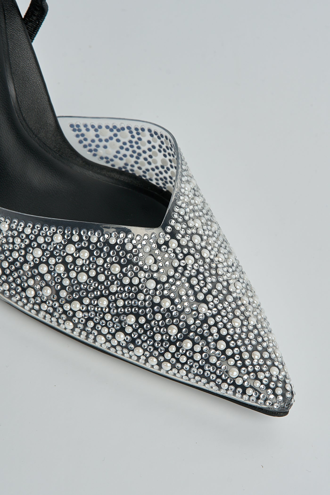 Kiana Diamante Embellished Sling Back Pointed Toe Court Shoes In Black SALADO32-BLK