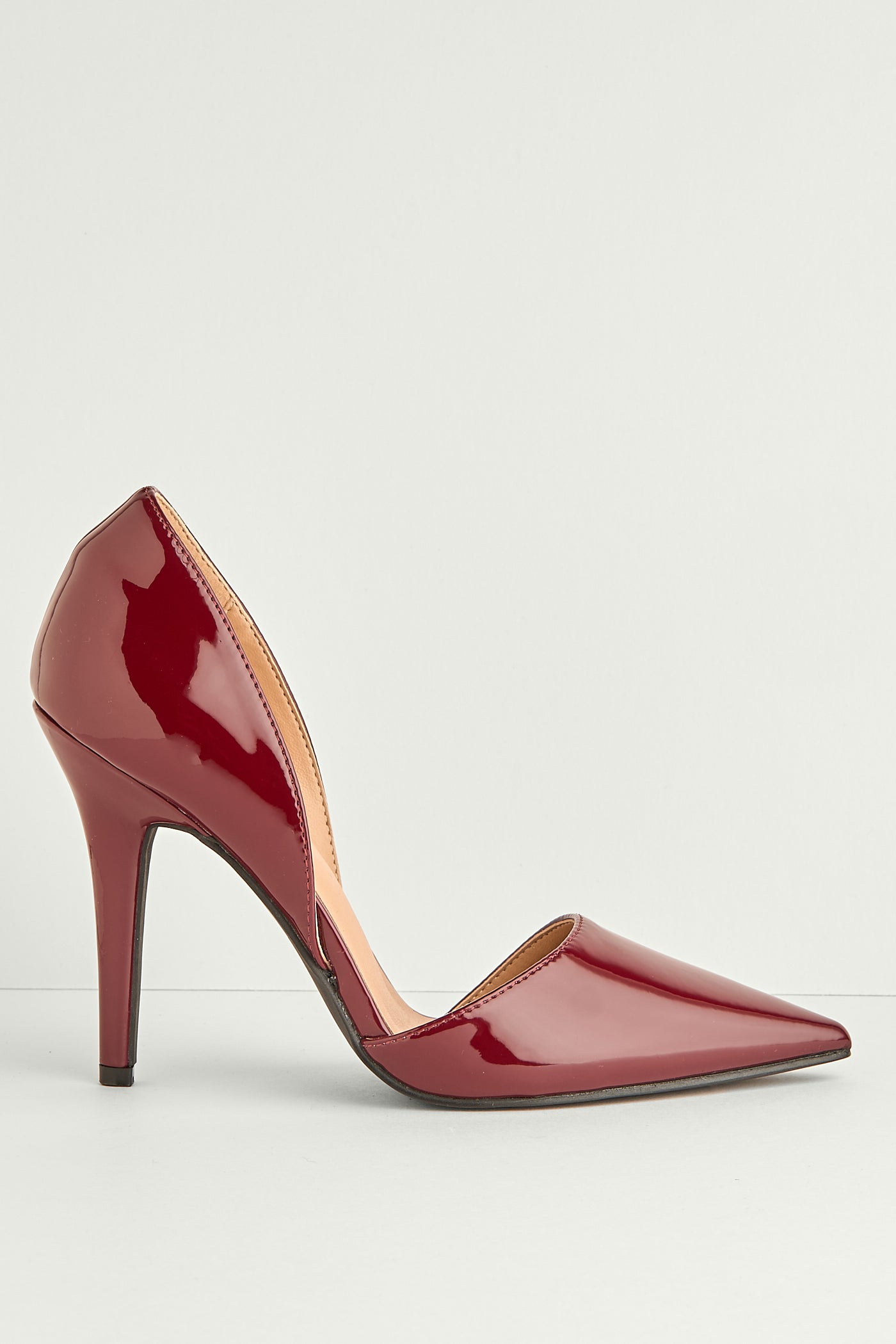 Milaya Cut-out Side Pointed Toe Court Shoes In Wine C-356-WIN