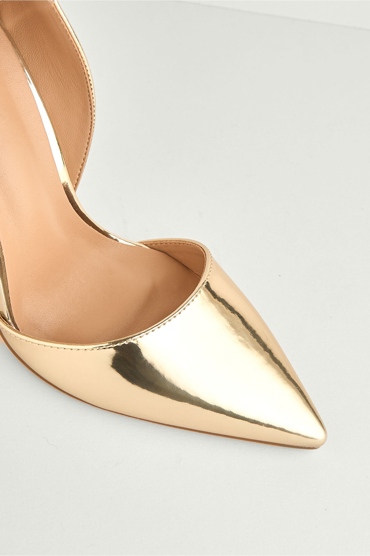 Milaya Cut-out Side Pointed Toe Court Shoes In Gold Metallic C-356-GOLMET