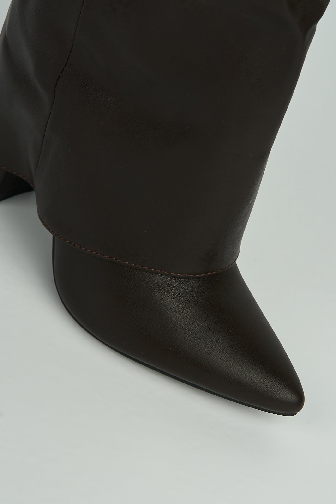 Ayla Block Heel Pointy Toe Gold Trim Buckle Collar Covered Calfboots In Brown Matt BAILEYS14-BRNMT
