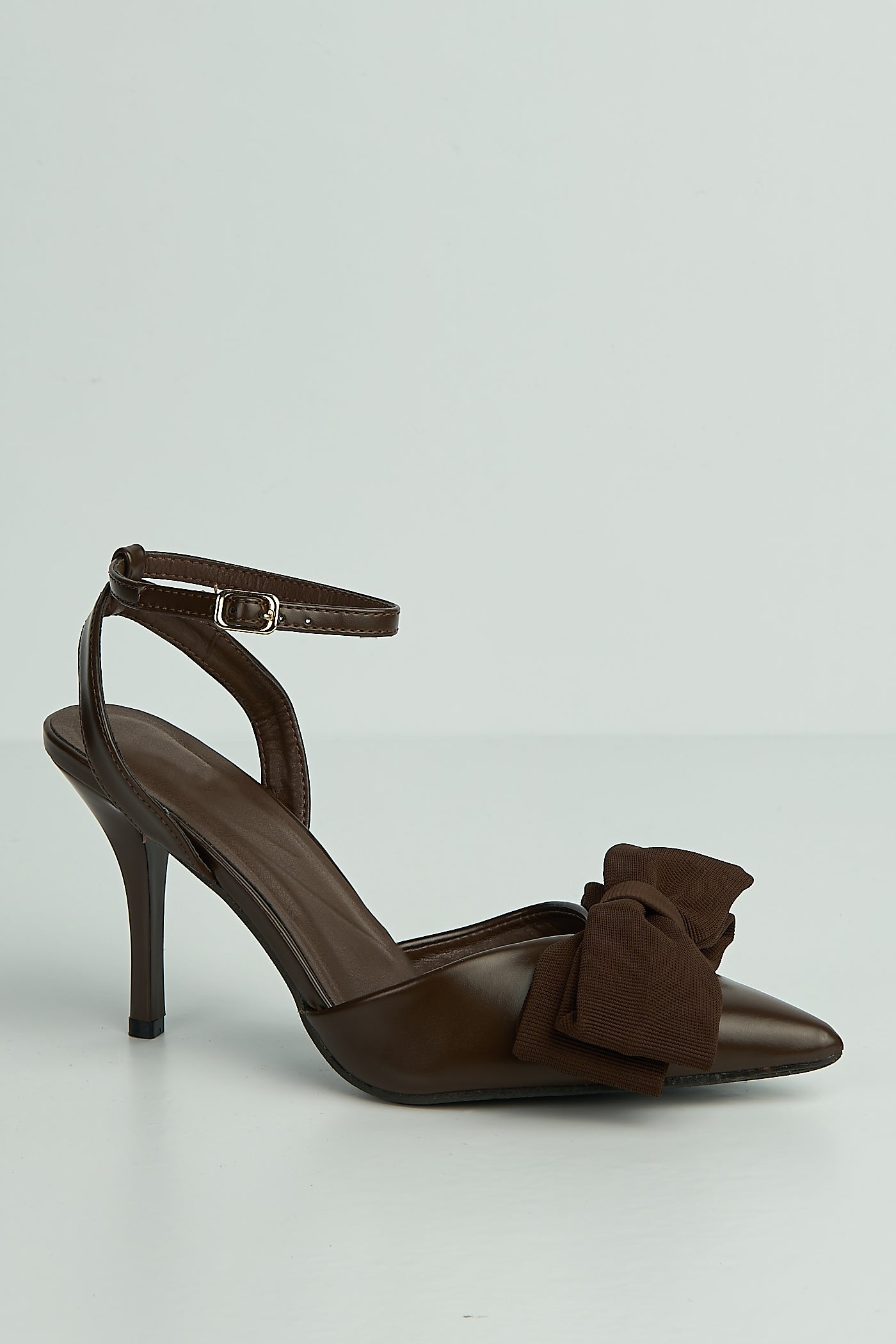 Alua Bow Detail Anklestrap Court Shoes In Brown SALADO99-BRN