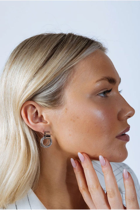 Multi-Layer Circle Stud Earrings In Silver by SVNX