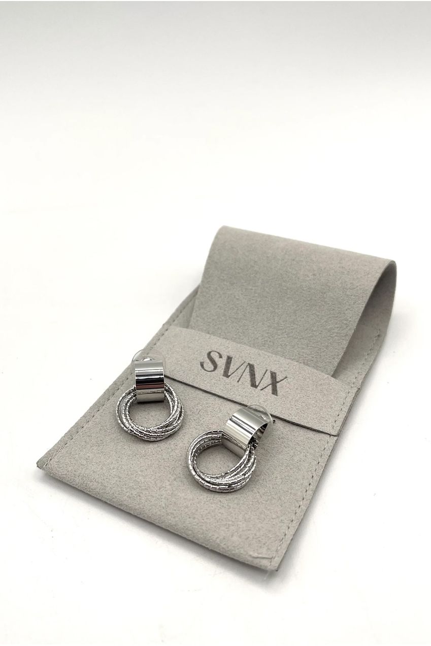 Multi-Layer Circle Stud Earrings In Silver JE315021
