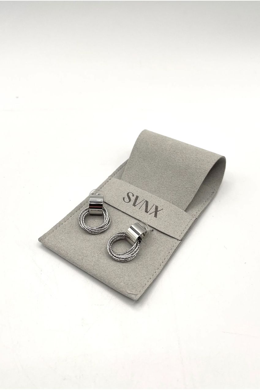 Multi-Layer Circle Stud Earrings In Silver JE315021