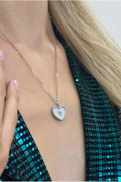 Starry Heart Necklace In Silver - Gift Boxed by SVNX