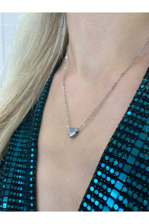 Small Heart Necklace In Silver by SVNX