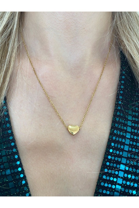 Small Heart Necklace In Gold by SVNX