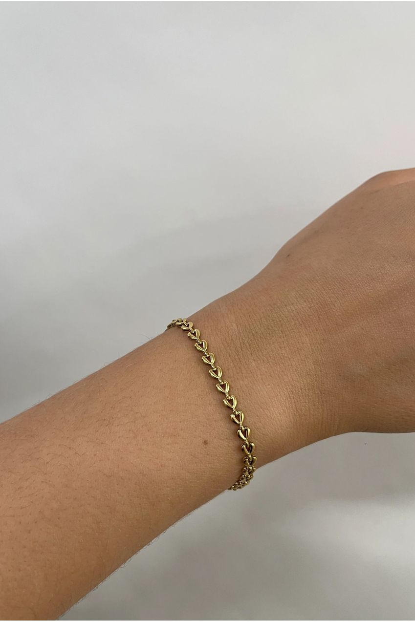 Heart Link Bracelet In Gold JE401624