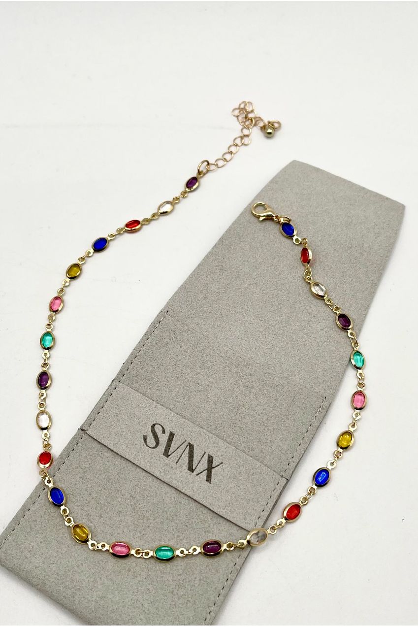 Multicolour Oval Chain Necklace JE401901