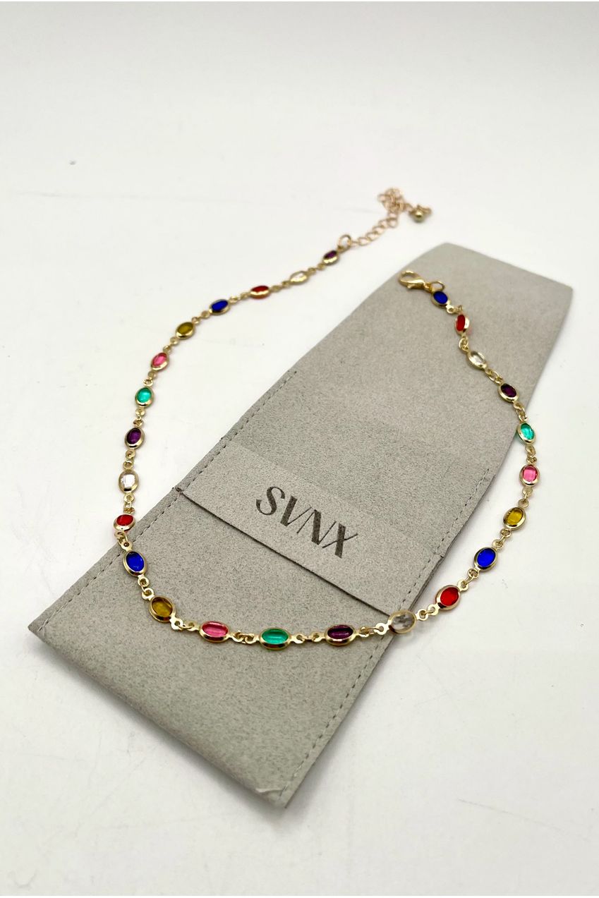 Multicolour Oval Chain Necklace JE401901