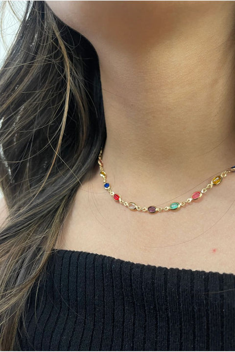 Multicolour Oval Chain Necklace by SVNX