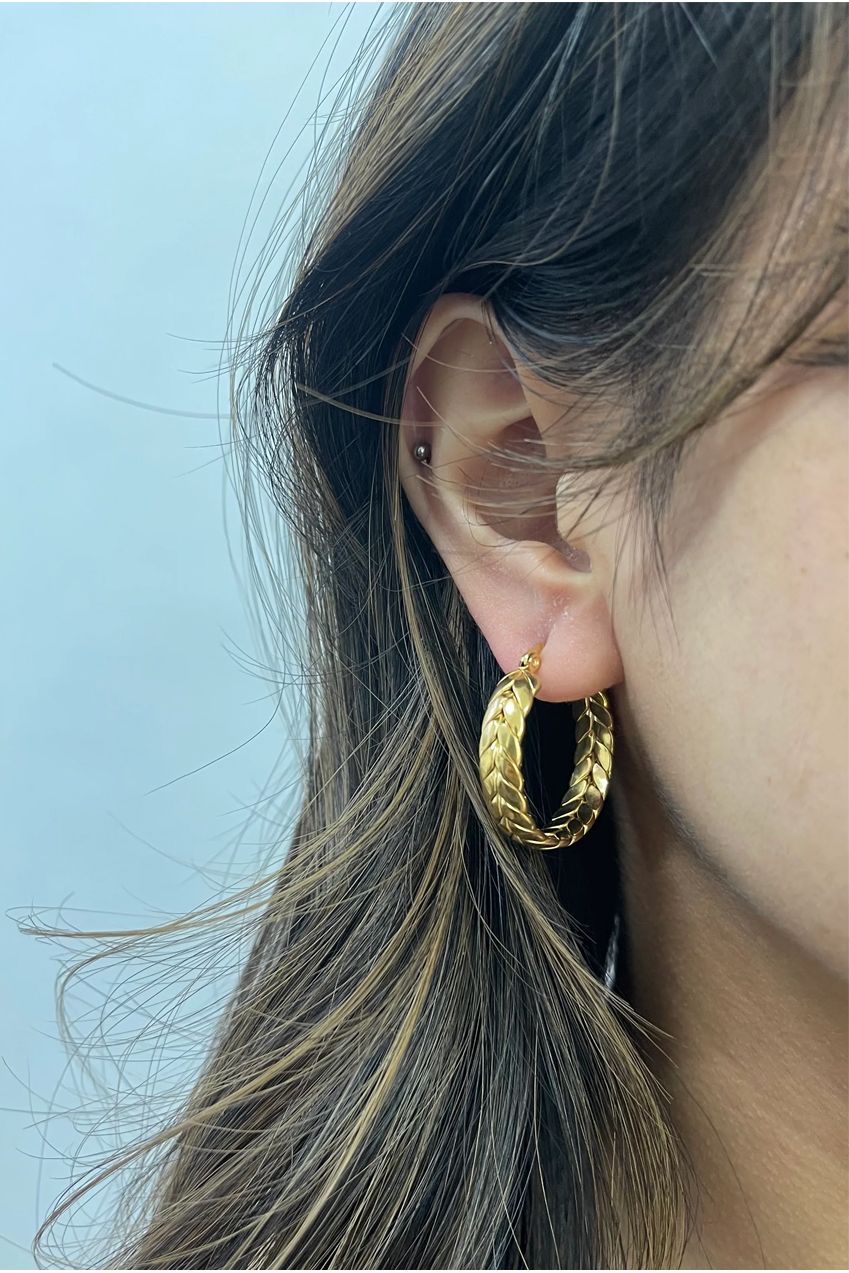 Braided Hoop Earrings In Gold JE402324