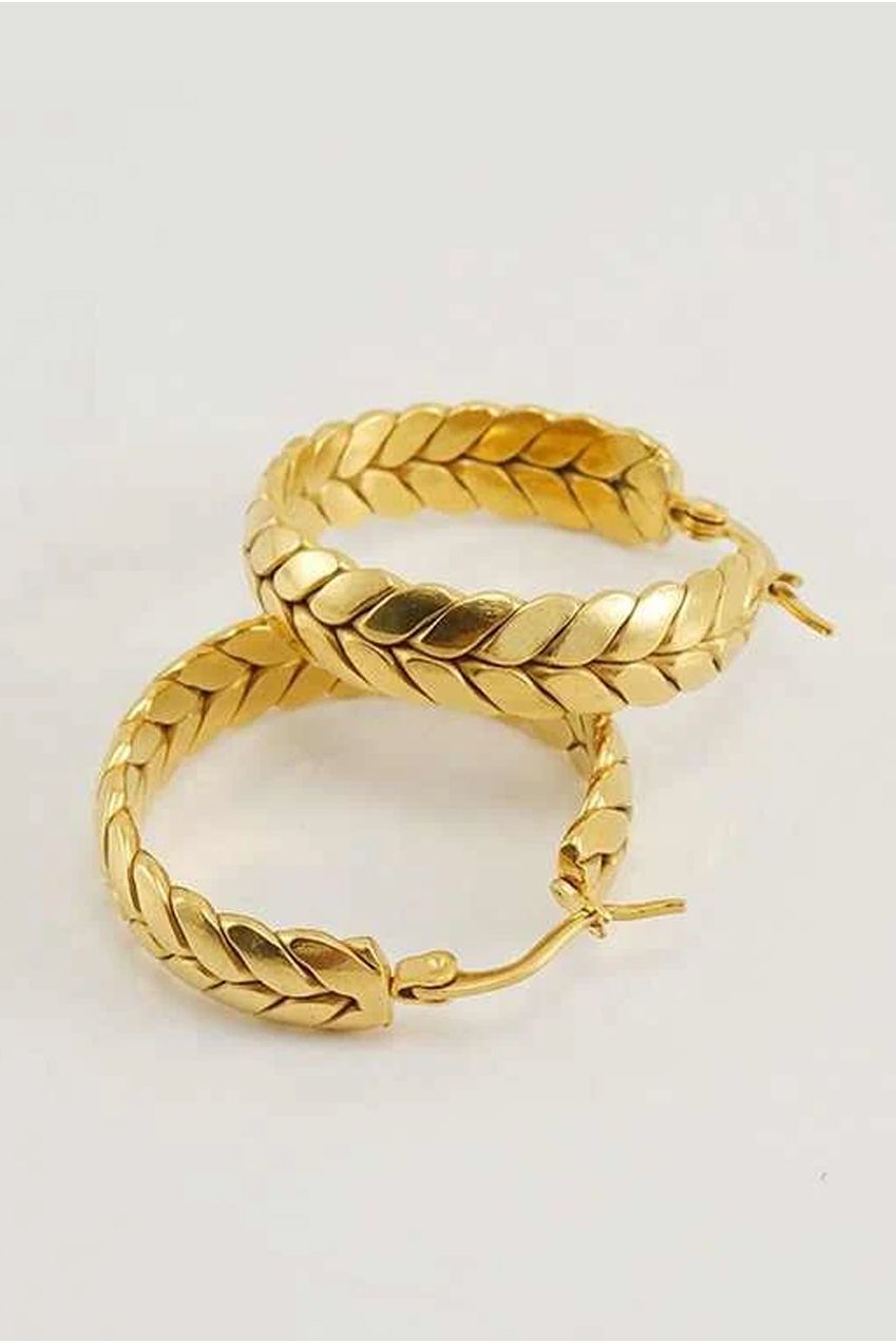 Braided Hoop Earrings In Gold JE402324