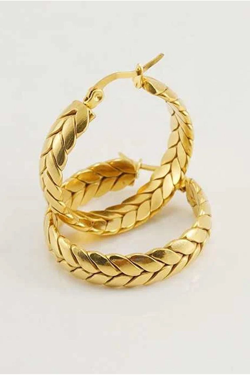 Braided Hoop Earrings In Gold JE402324