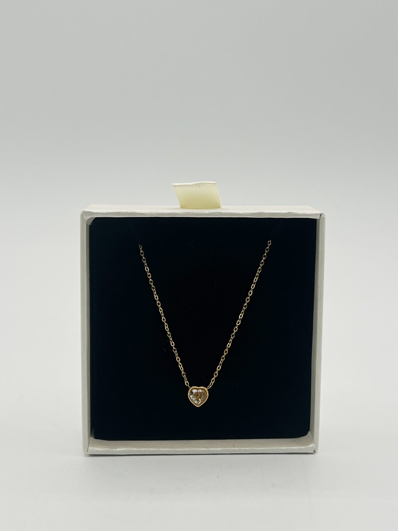 Mini Crystal Heart Necklace In Gold - Gift Boxed JE403824